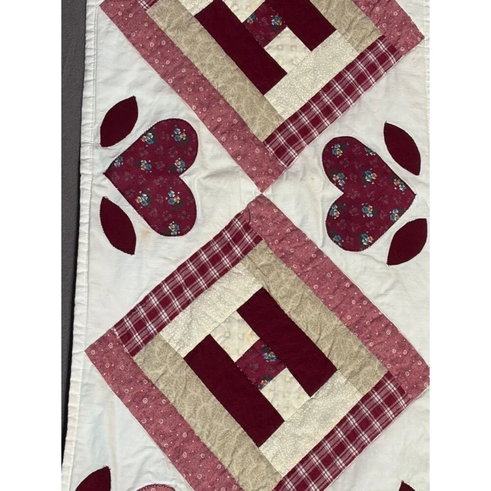 Handmade Pink Heart & Patchwork Table Runner